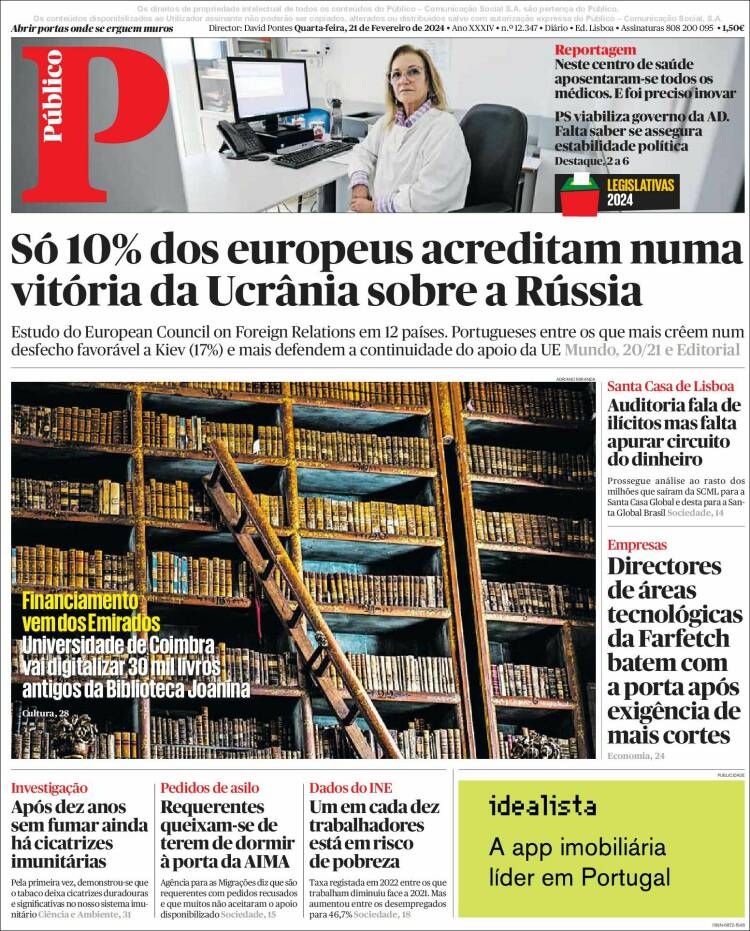 Portada de Público (Portugal)