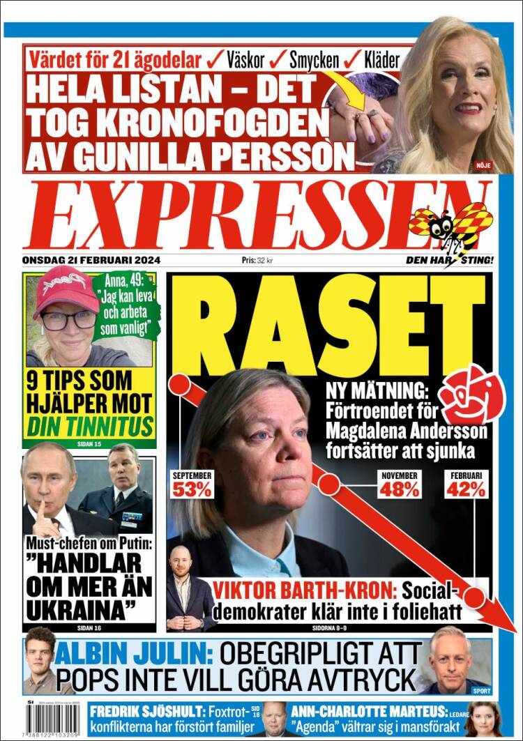 Portada de Expressen (Suecia)