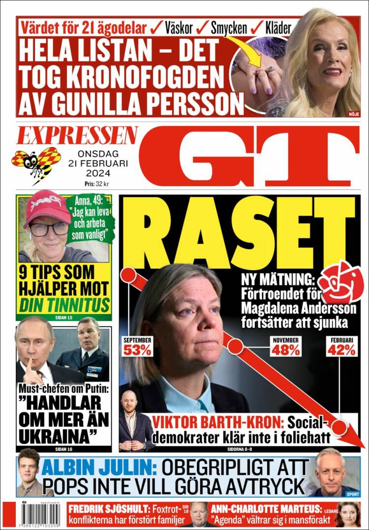 Portada de Göteborgstidningen (Suecia)
