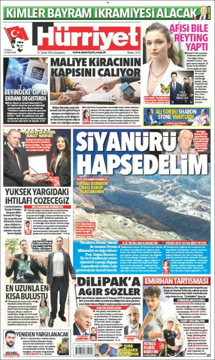 Portada de Hürriyet (Turqu&iacute;a)