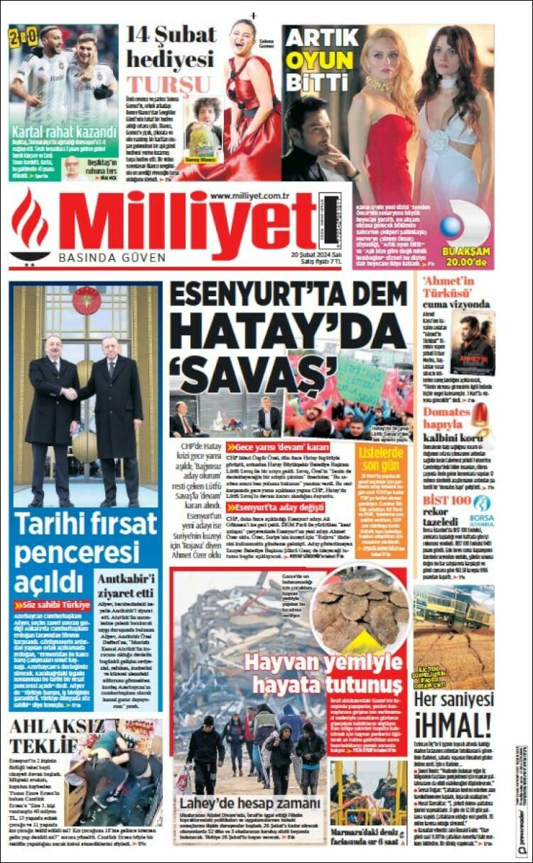 Portada de Milliyet (Turqu&iacute;a)