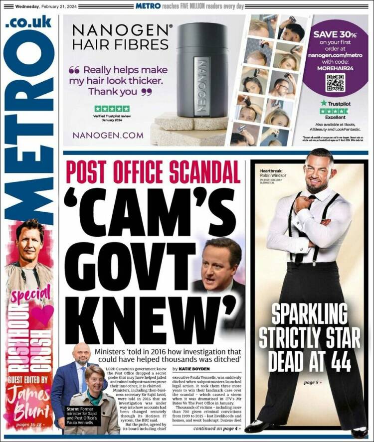 Portada de Metro (Reino Unido)