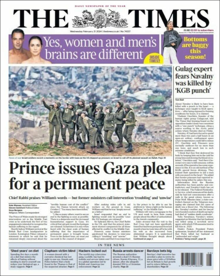 Portada de The Times (Reino Unido)