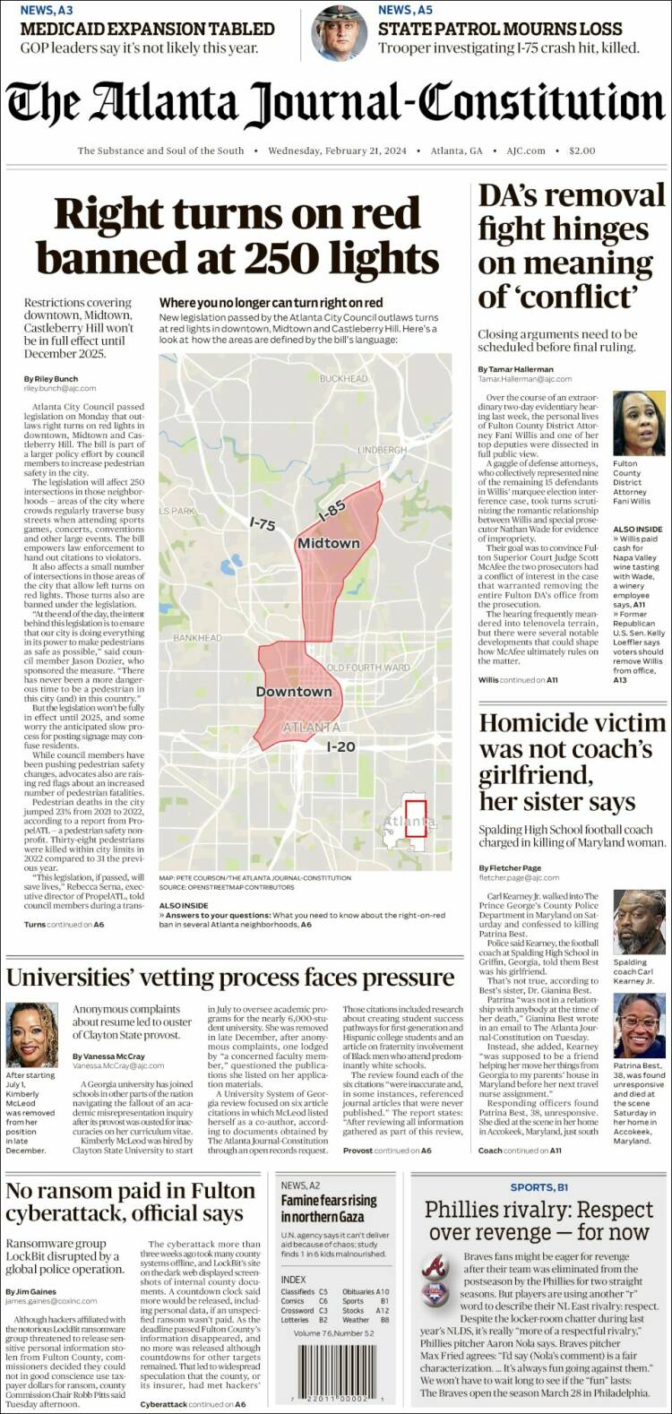 Portada de The Atlanta Journal-Constitution (USA)