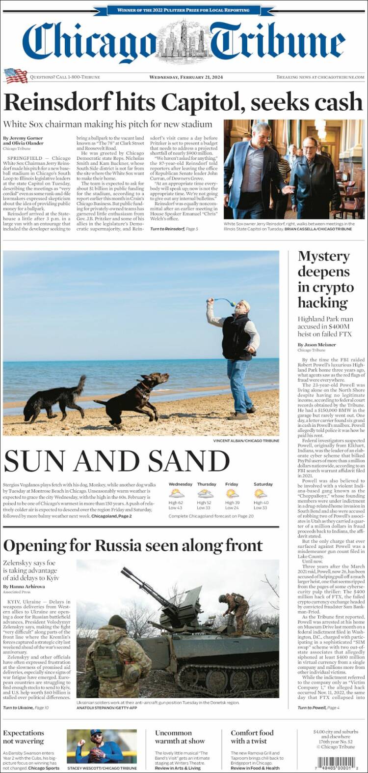 Portada de Chicago Tribune (USA)