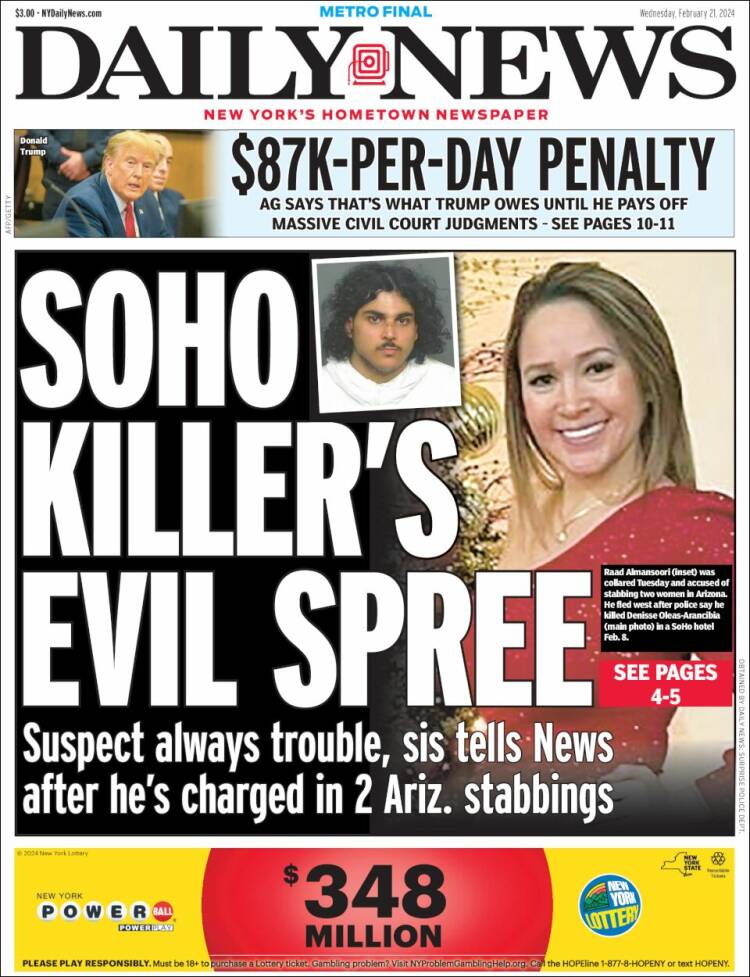 Portada de Daily News - New York (USA)