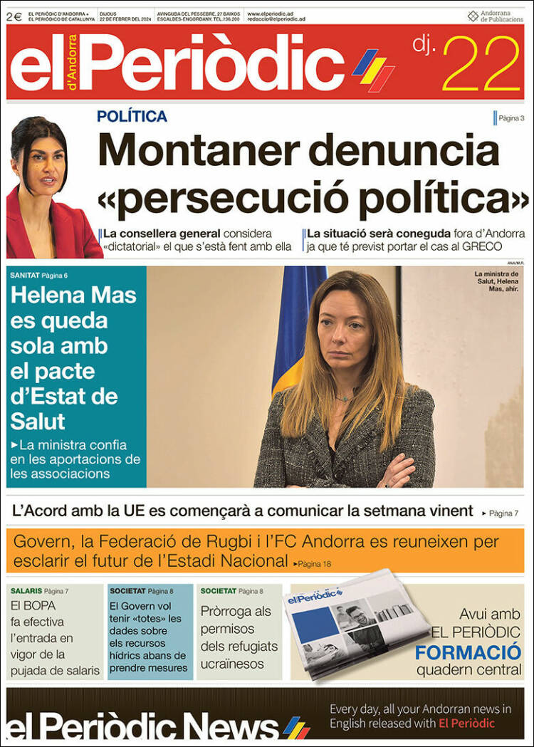 Portada de El Periòdic d'Andorra (Andorra)