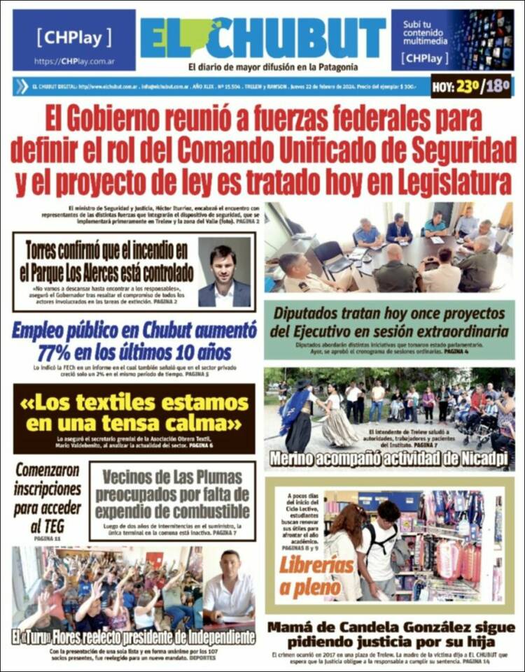 Portada de El Chubut (Argentina)