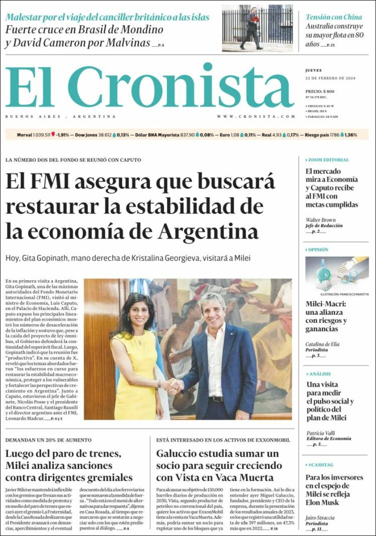 Portada de El Cronista Comercial (Argentina)