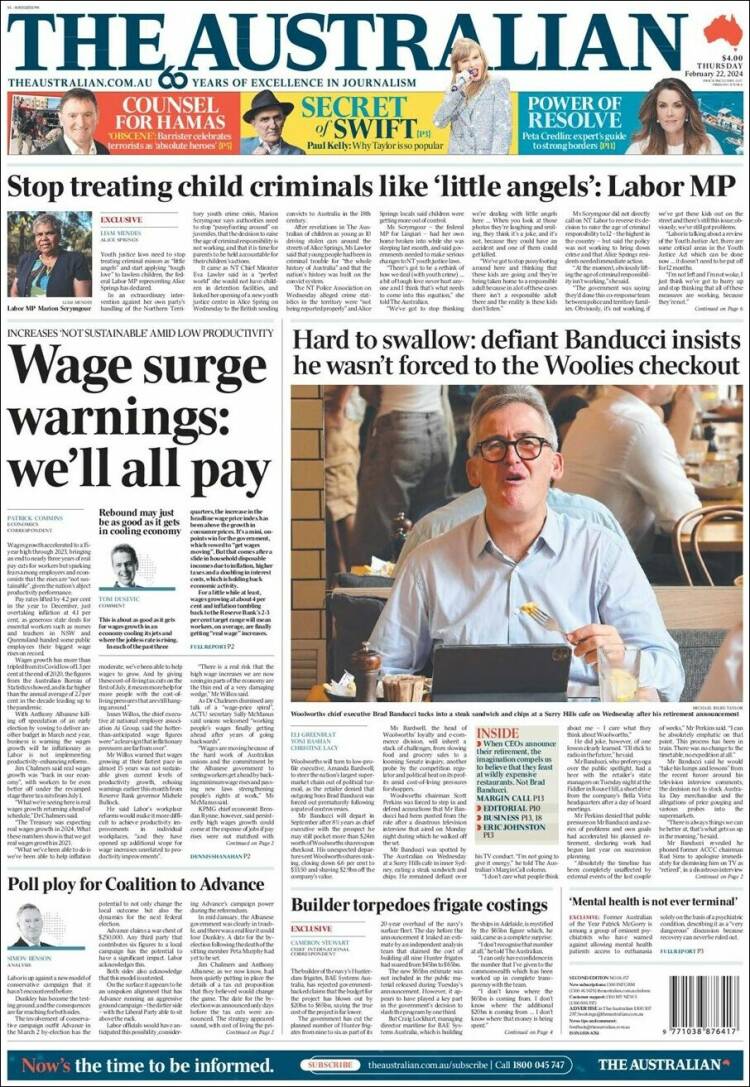 Portada de The Australian (Australia)