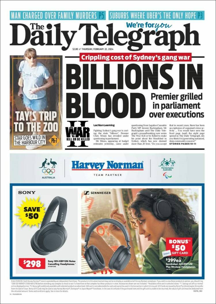 Portada de The Daily Telegraph (Australia)