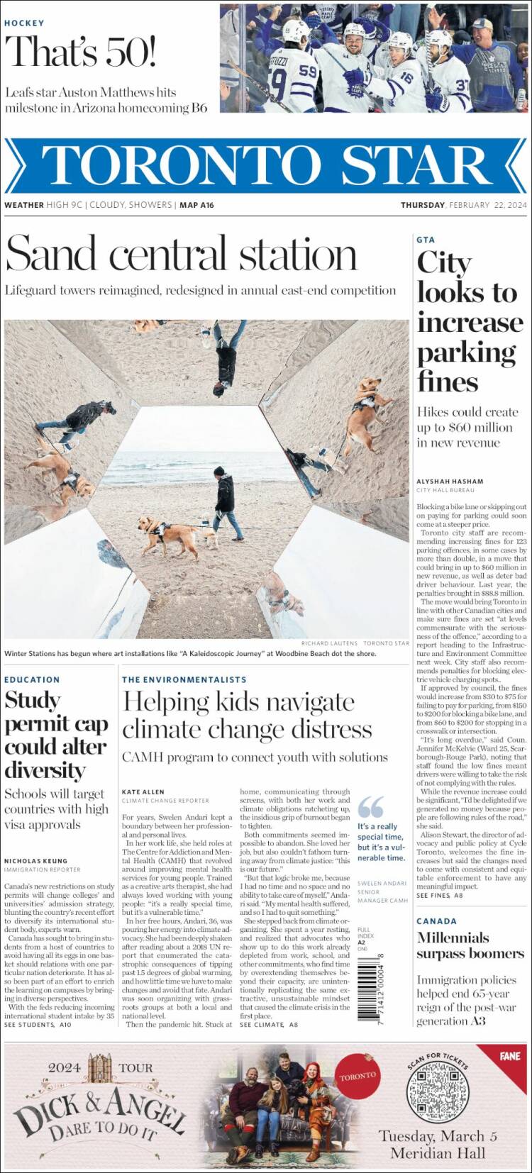 Portada de The Toronto Star (Canadá)