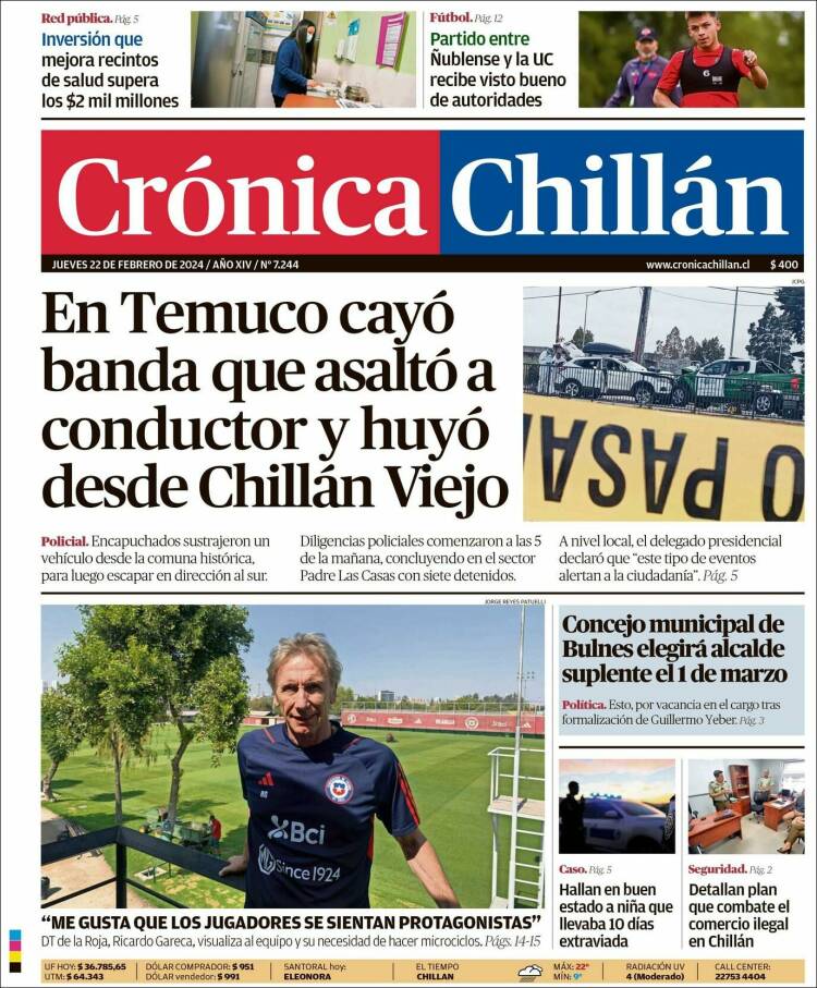 Portada de Crónica Chillán (Chile)
