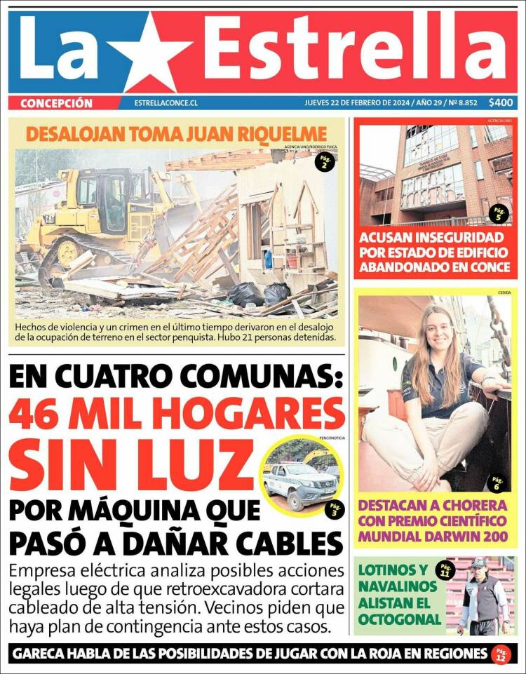 Portada de La Estrella de Concepción (Chile)