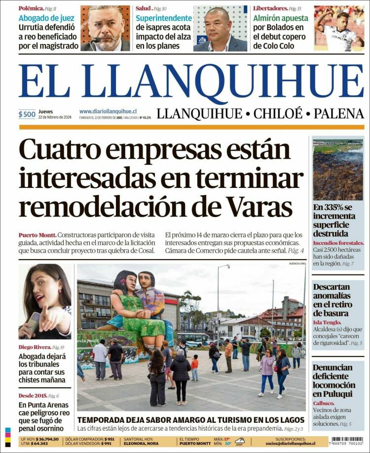 Portada de El Llanquihue (Chile)