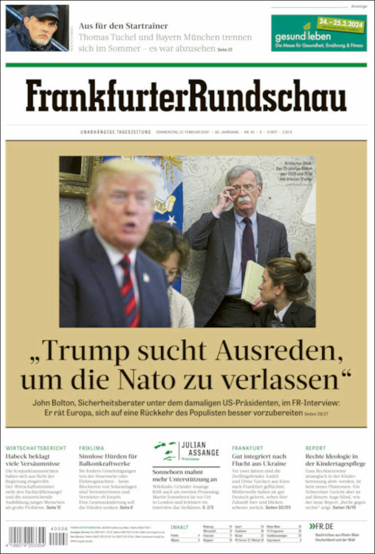 Portada de Frankfurter Rundschau (Alemania)