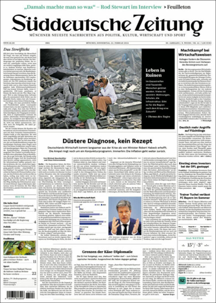 Portada de Sueddeutsche (Alemania)