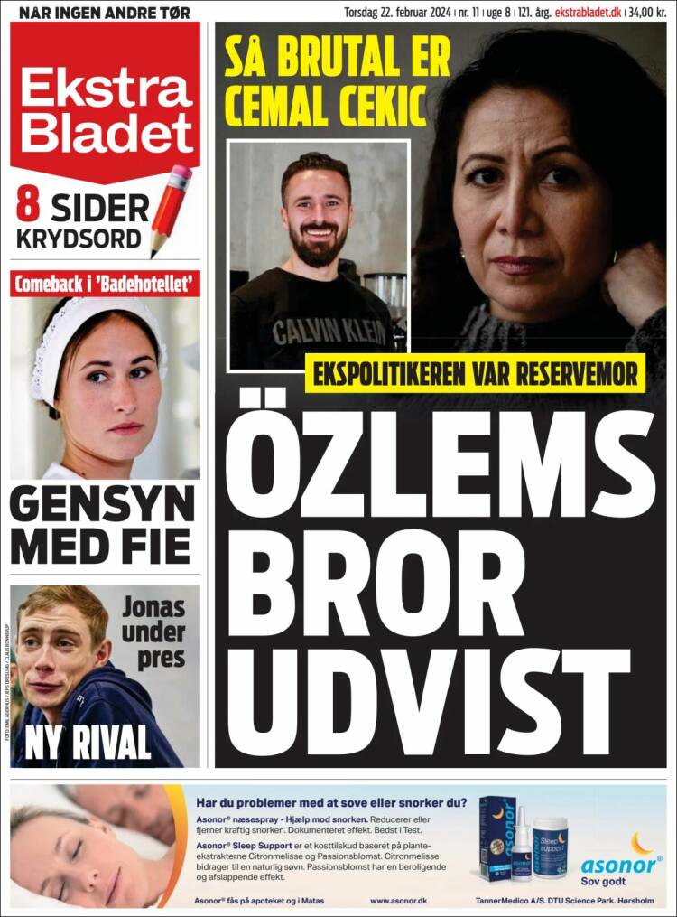 Portada de Ekstra Bladet (Dinamarca)