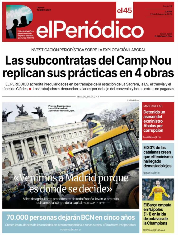 Portada de El Periódico (España)