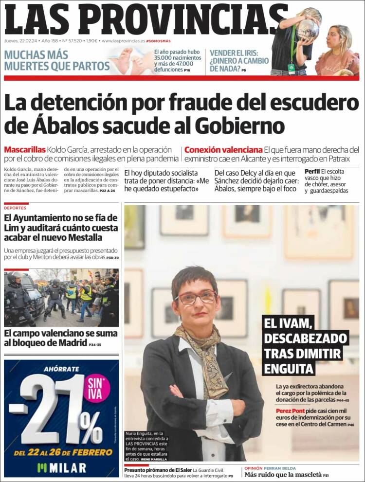 Portada de Las Provincias (España)