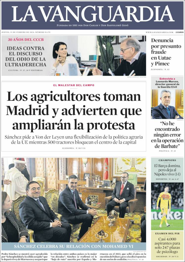 Portada de La Vanguardia (España)