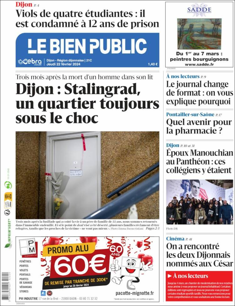 Portada de Le Bien Public (Francia)