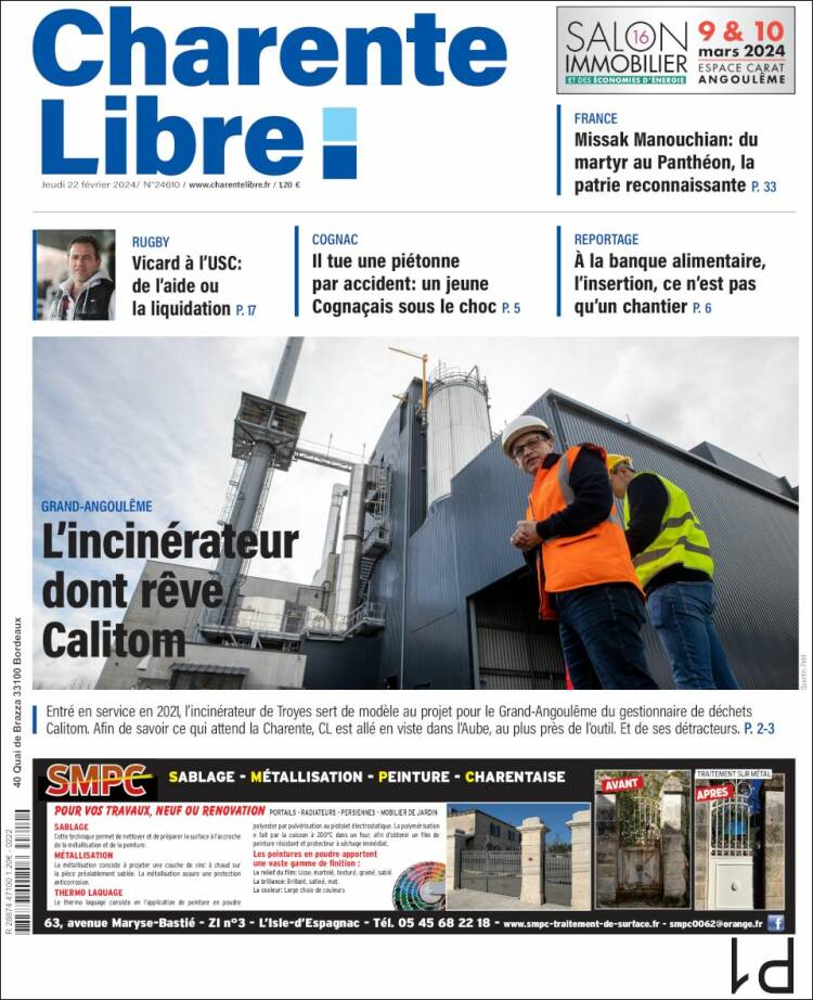 Portada de Charente Libre (Francia)