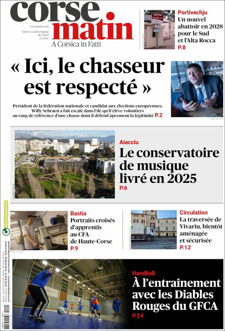 Portada de Corse-Matin (Francia)