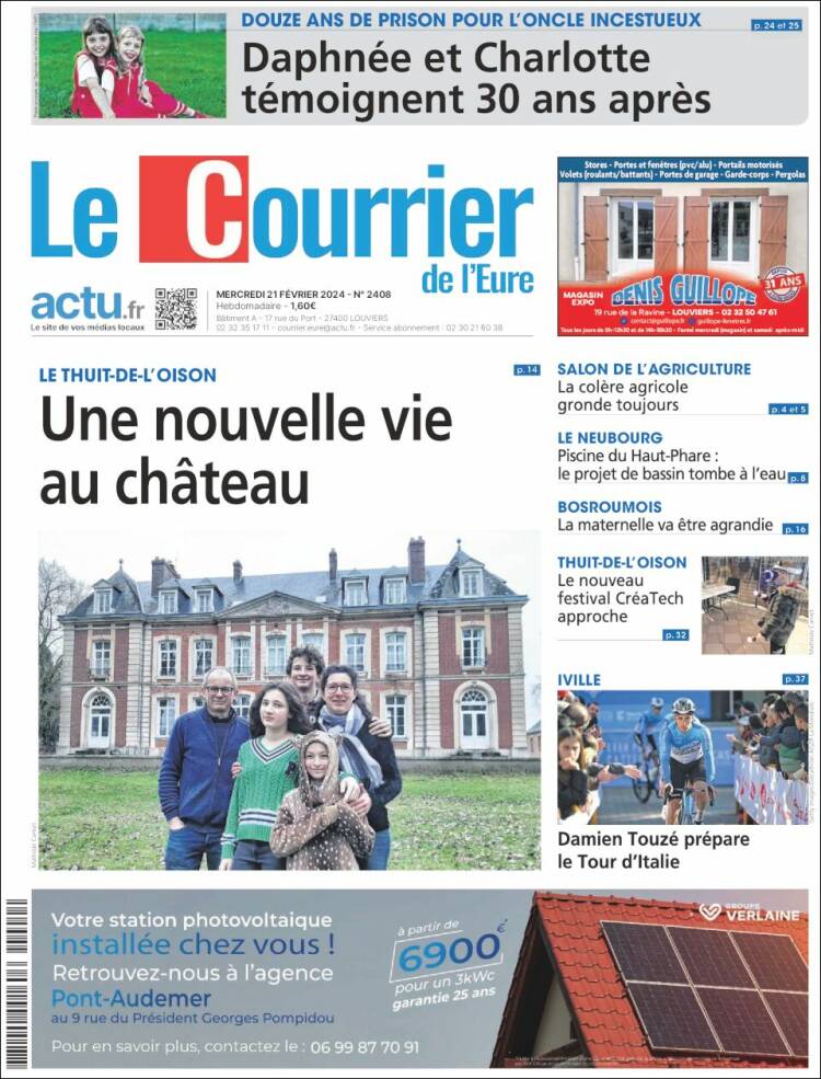 Portada de Le Courrier de l'Ouest (Francia)