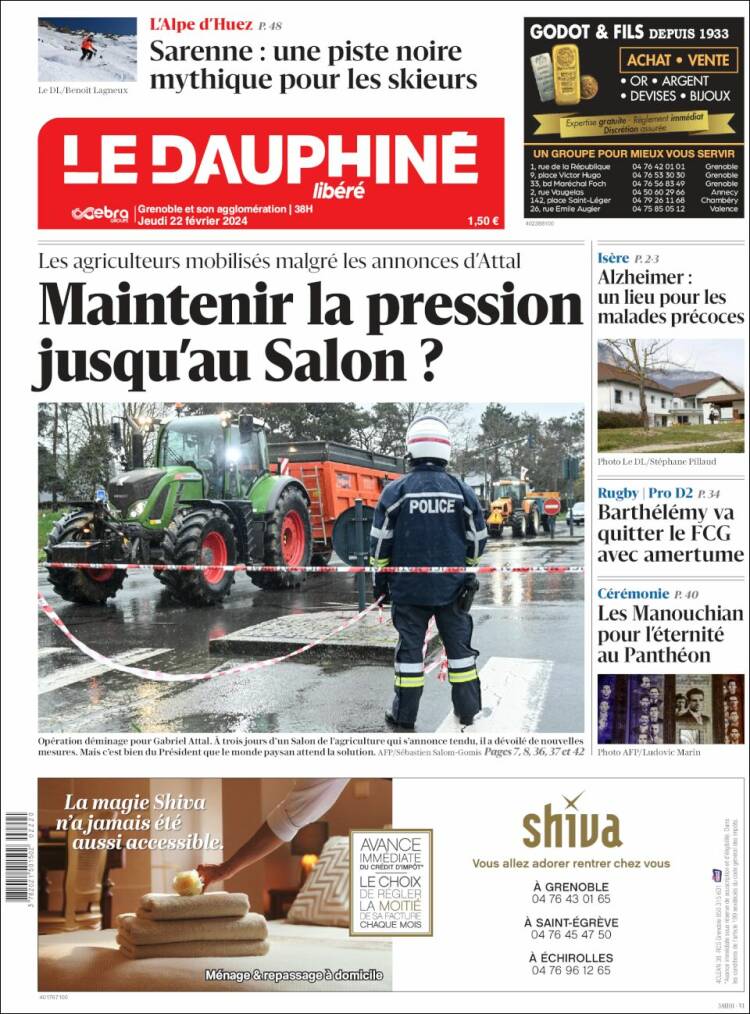 Portada de Le Dauphiné Libéré (Francia)