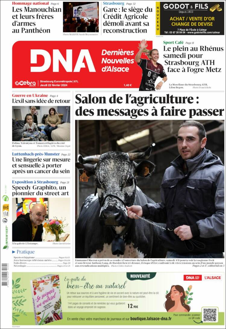 Portada de Les Dernières Nouvelles d'Alsace (Francia)