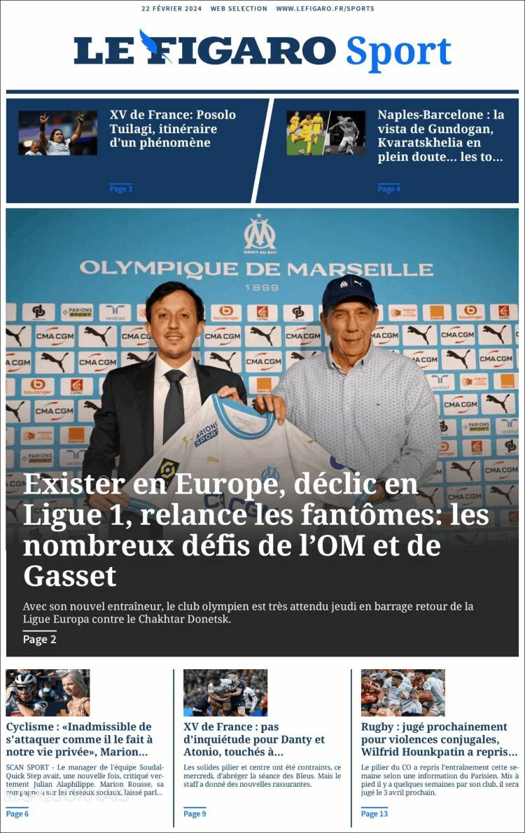 Portada de Le Figaro Sport (Francia)
