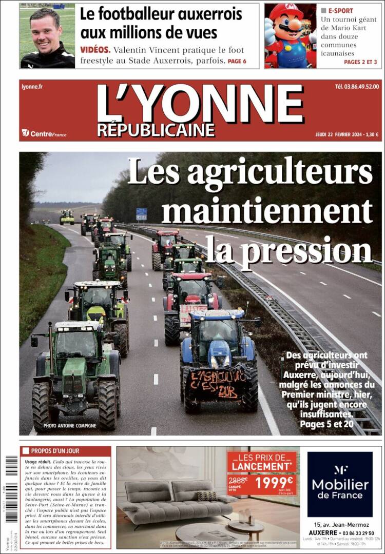 Portada de L'Yonne-Républicaine (Francia)