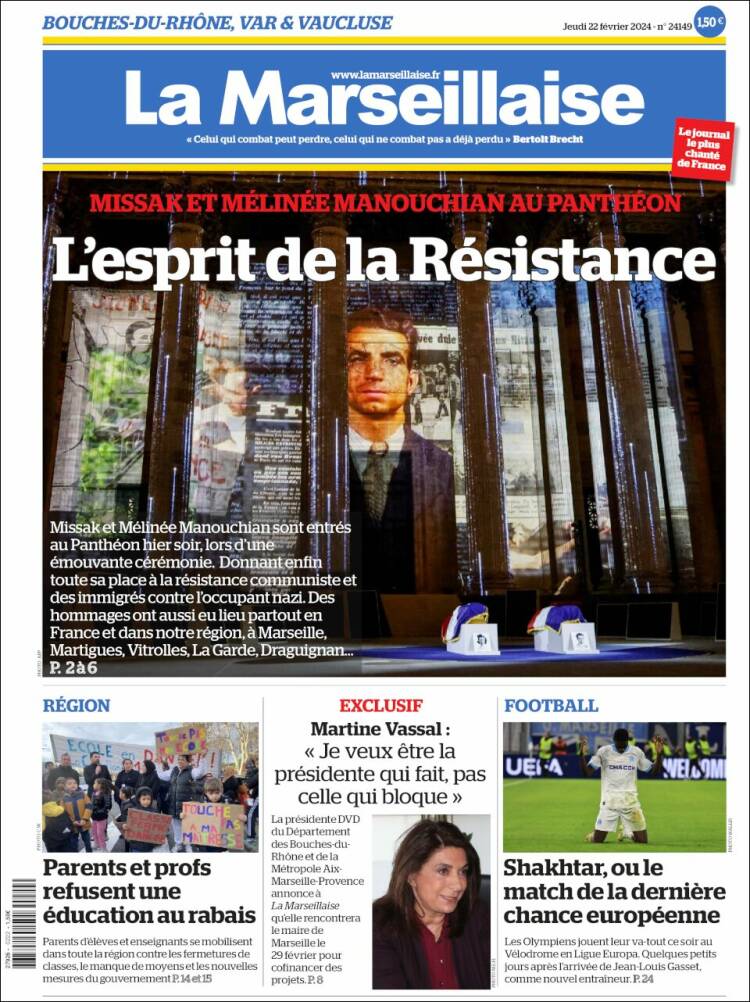 Portada de La Marseillaise (Francia)