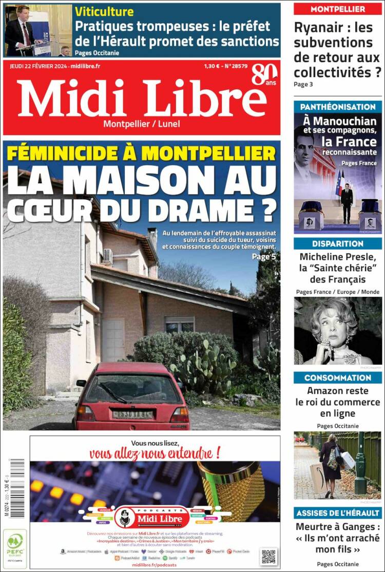 Portada de Midi Libre (Francia)
