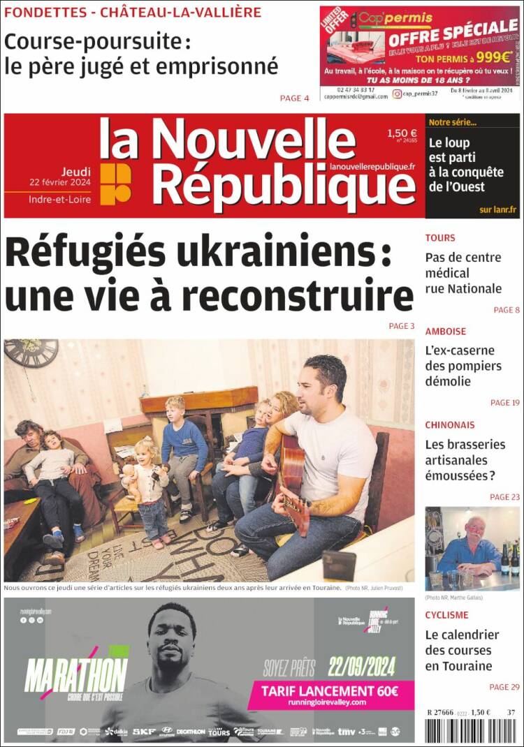 Portada de La Nouvelle Republique (Francia)