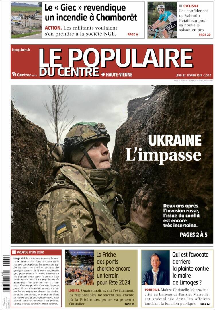 Portada de Le Populaire du Centre (Francia)