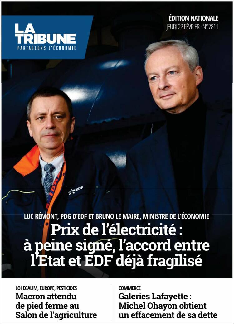 Portada de La Tribune (Francia)