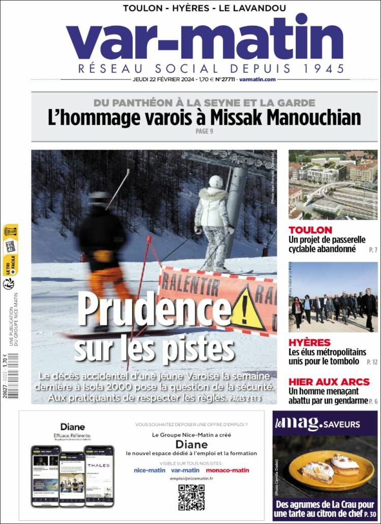 Portada de Var-Matin (Francia)