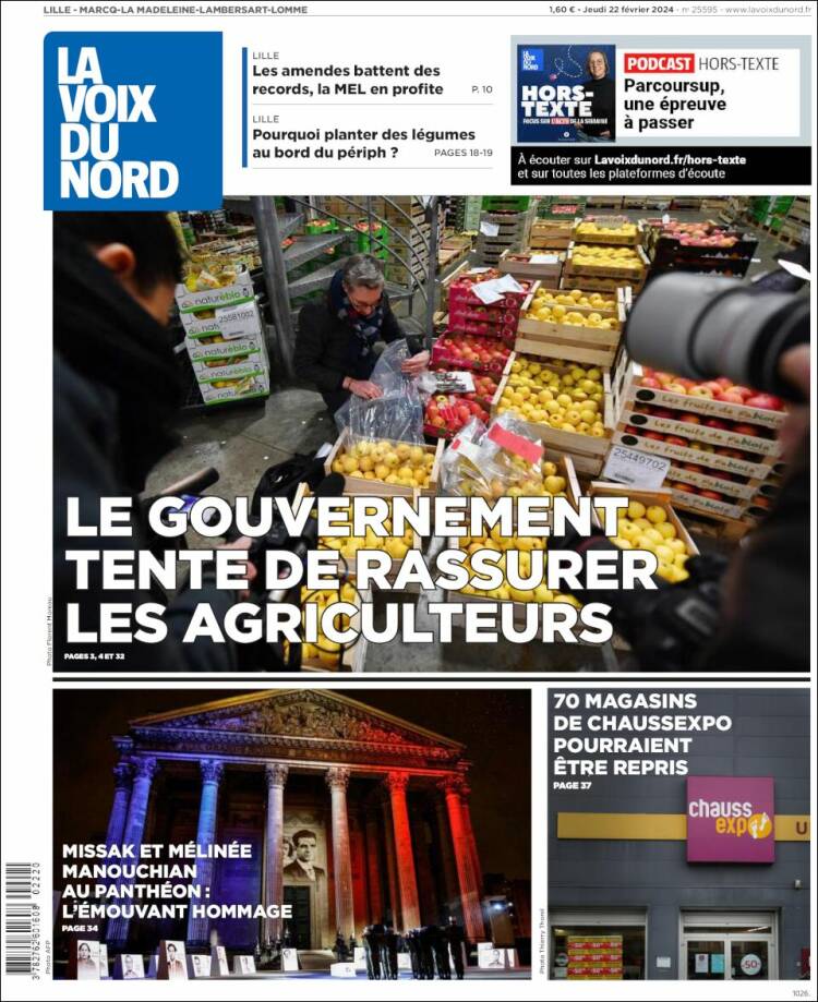Portada de La Voix du Nord (Francia)