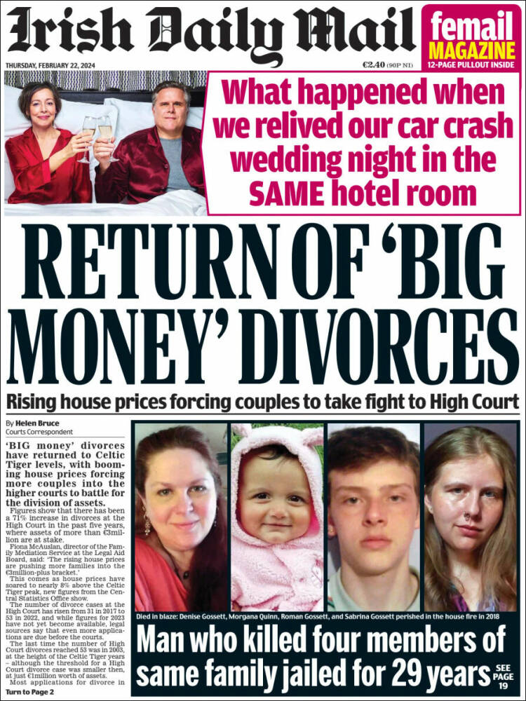 Portada de Irish Daily Mail (Irlanda)