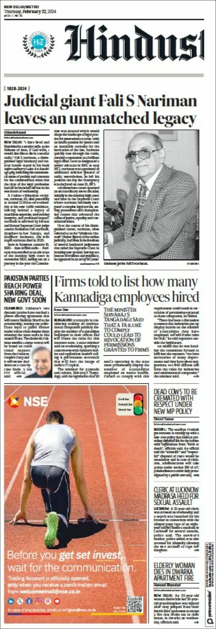 Portada de Hindustan Times (India)