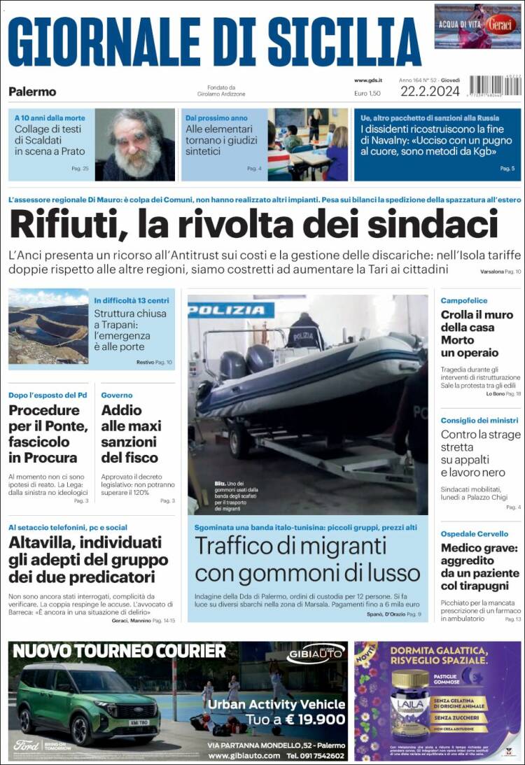 Portada de Giornale di Sicilia (Italia)