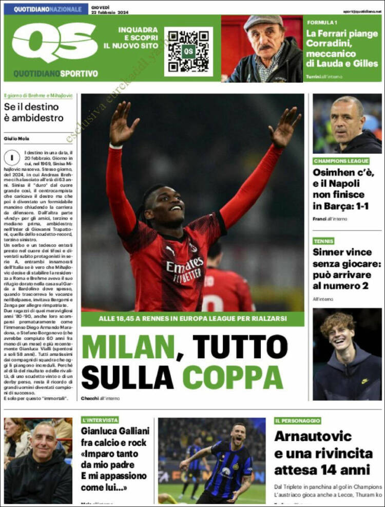 Portada de Quotidiano Sportivo (Italia)