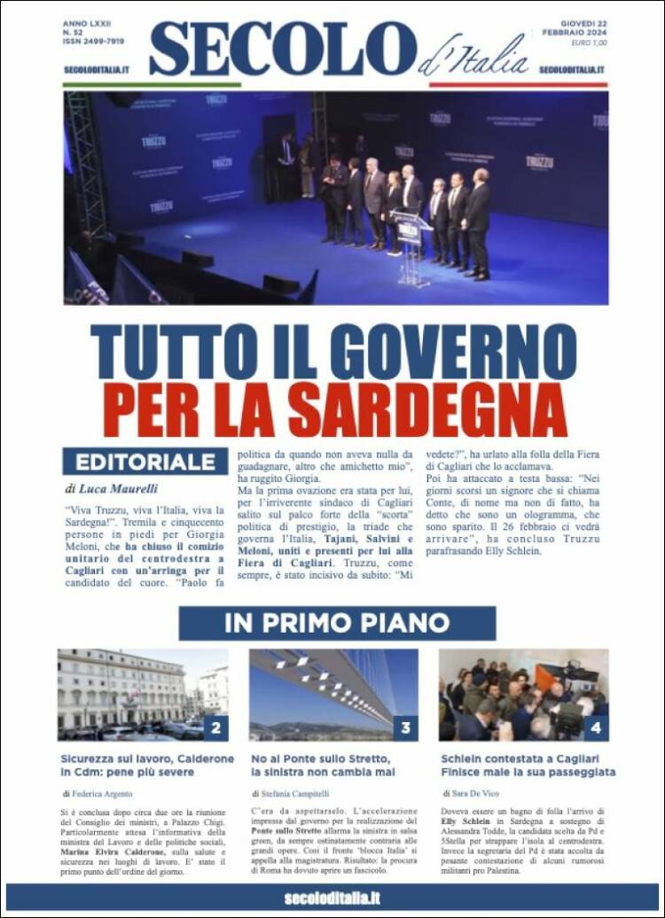 Portada de Secolo d'Italia (Italia)