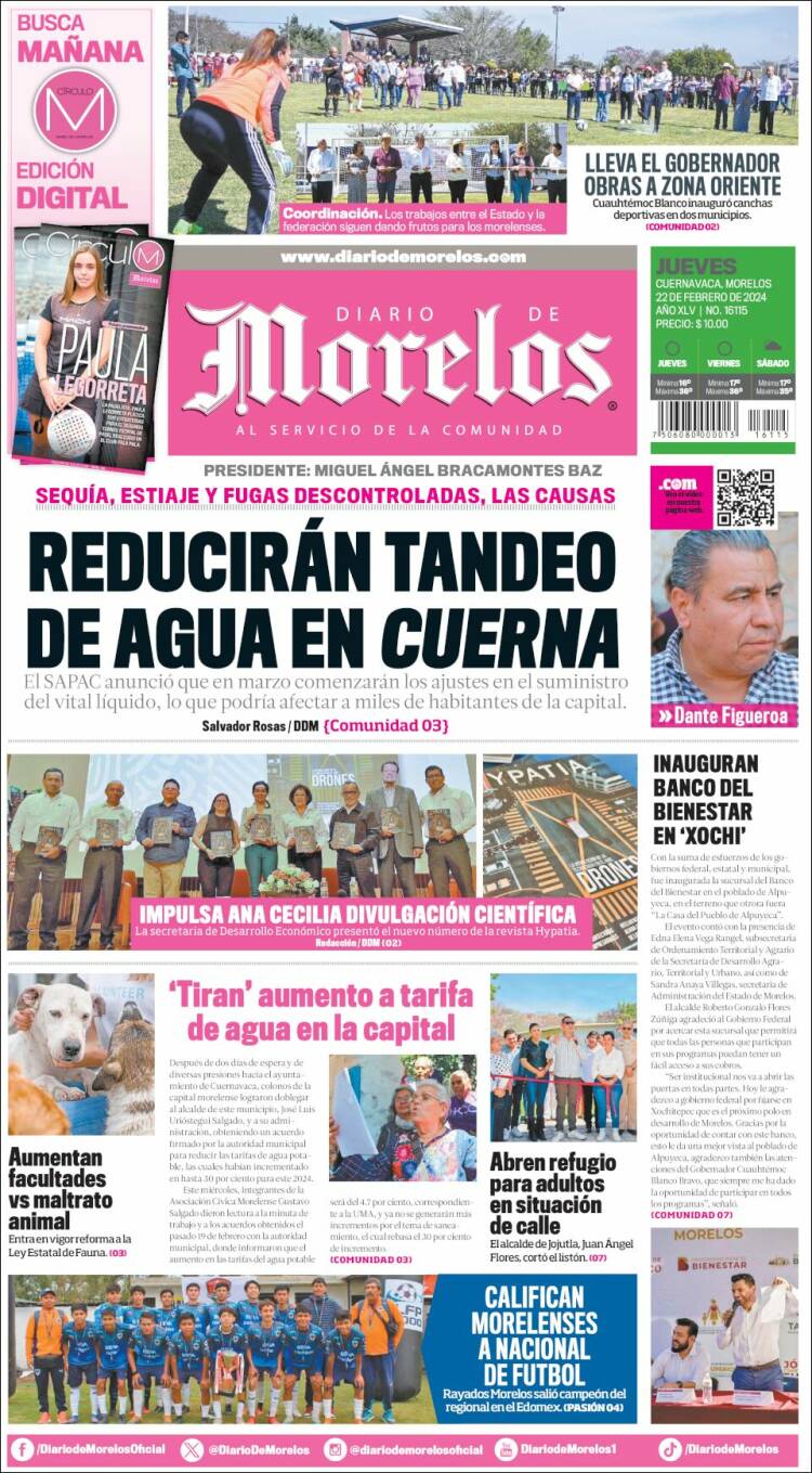 Portada de Diario de Morelos (M&eacute;xico)