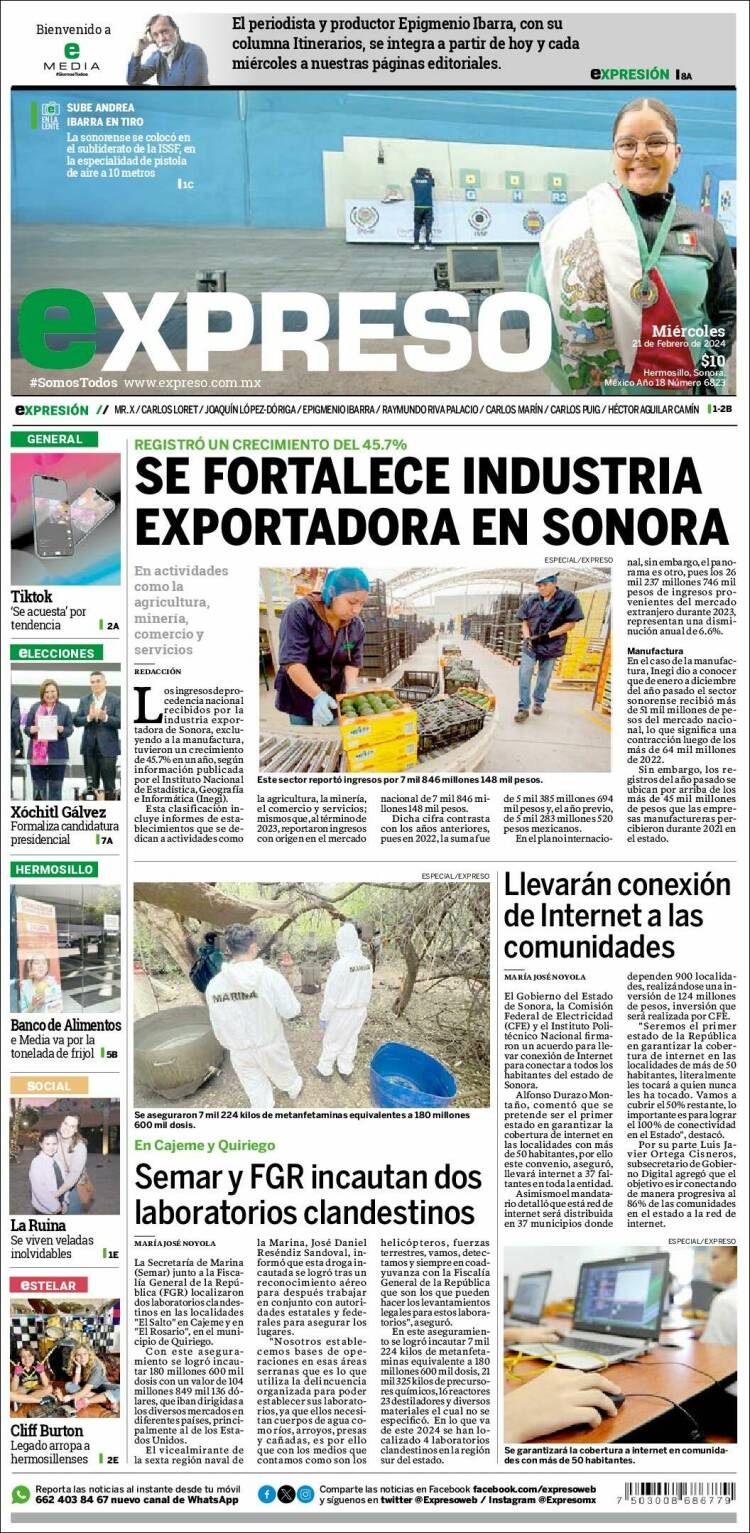 Portada de Expreso (M&eacute;xico)