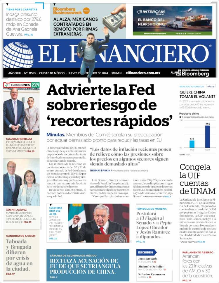 Portada de El Financiero (M&eacute;xico)