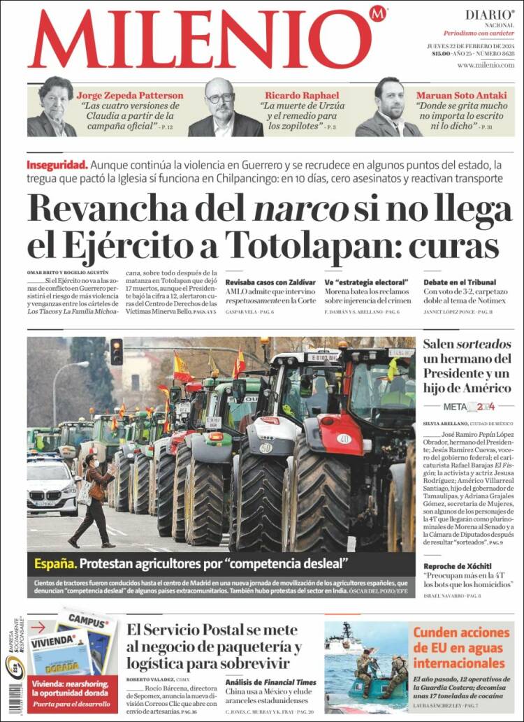 Portada de Milenio (M&eacute;xico)