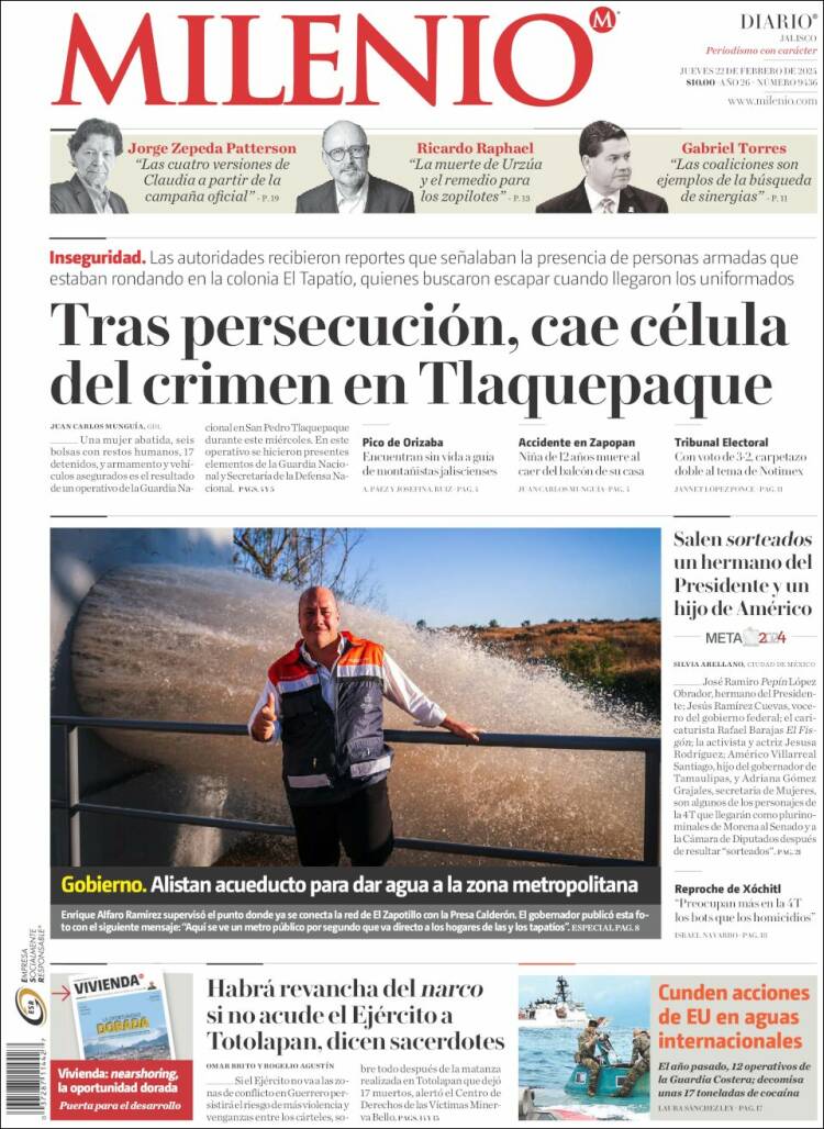 Portada de Milenio - Jalisco (M&eacute;xico)